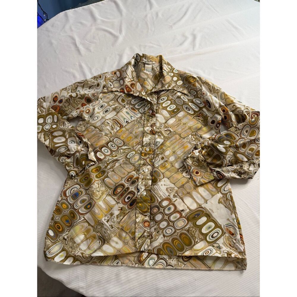 Vintage Gailord Abstract Top Blouse Button Up Shirt Women’s Size 16